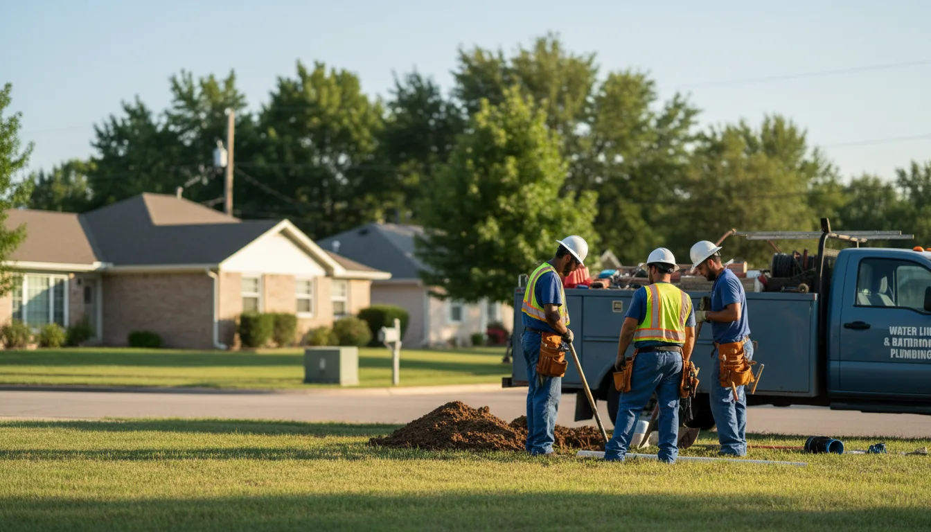 Residential water line and bathroom plumbing service in Duke, OK